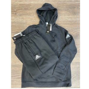 adidas Womens Fleece Hoodie and Pants SET (Black)